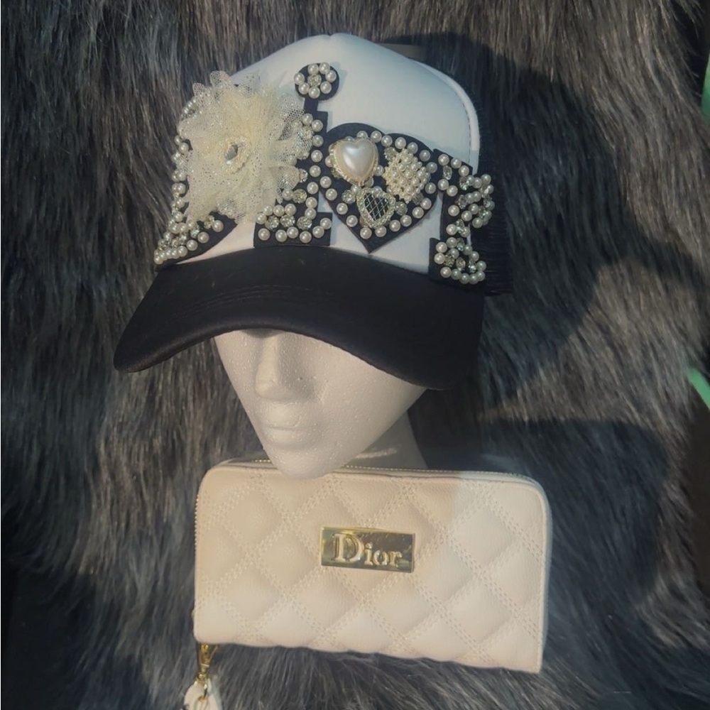 Dior Black And White Crystal Embellished Hat